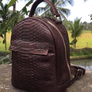 Maßgefertigter Rucksack aus Pythonleder: Braune Tasche aus exotischem Leder Bild 3