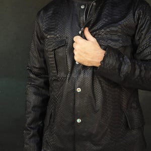 Bespoke Python Leather Casual Jacket: Black exotic skin men blazer