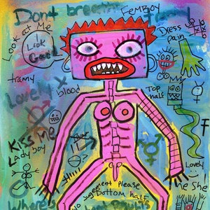 Outsider Art Painting - Art Brut - Trans Woman - transgender
