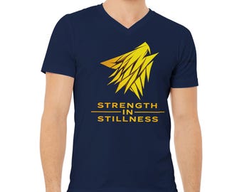 HILLBASH Strength in Stillness V-Neck Graphic Tee: Bold Simplicity Streetwear