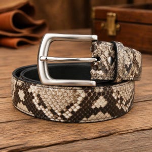 Leather Belts for Men Women width 1.25", 1.5",  made for Python Leather Belts With Buckle, Custom Engraved Personalized Gift Him