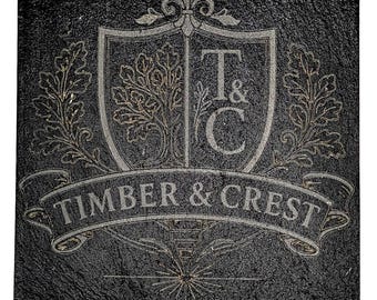 Custom Personalized Slate Coaster – Company Logo, Family Crest, Monogram & Custom Engraving