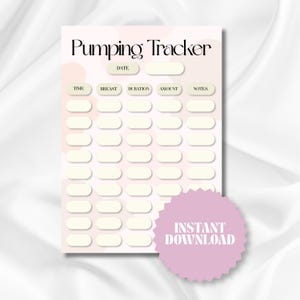 Breastfeeding Pumping Tracker Printable | Baby Feeding Log (Digital Download) Pink and Beige