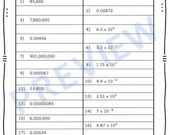 Arbeitsblatt: Standardform und wissenschaftliche Notation umrechnen | Mathematikübung Klasse 7-8
