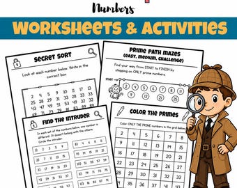 Hojas de trabajo y actividades sobre números primos y compuestos / Matemáticas de 4.º y 5.º grado