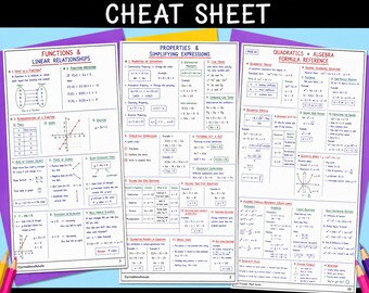 10-Page Algebra Cheat Sheet | Basic to Advanced Math Reference (Digital Download)