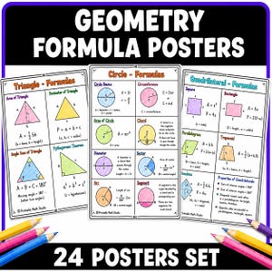 Middle School Geometry Formula Posters | Angles, Polygons, Circles, Area (Digital Download)