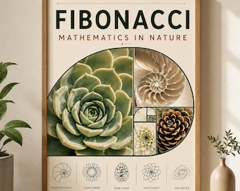Póster de Fibonacci / Proporción Áurea / Para amantes de las matemáticas
