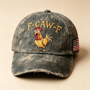 F Caw F Crow Embroidered Baseball Cap, Washed Cotton Vintage Streetwear Hat, Unisex Casual Dad Cap Gift, Retro