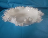 Vintage Fenton Bowl - Vintage White Ruffled Edge Bowl - Silvercrest - Fenton Silvercrest - Fenton Milk Glass - Milk Glass Bowl - MB77