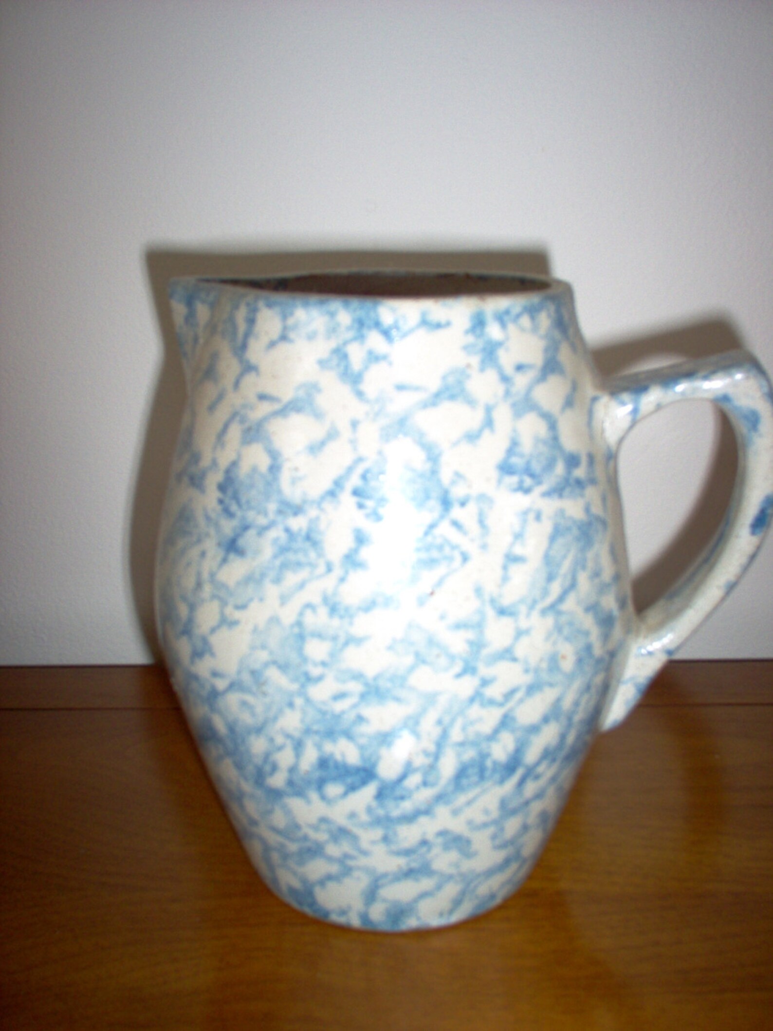 Antique Blue Sponge Ware Pitcher Vintage Pitcher Etsy