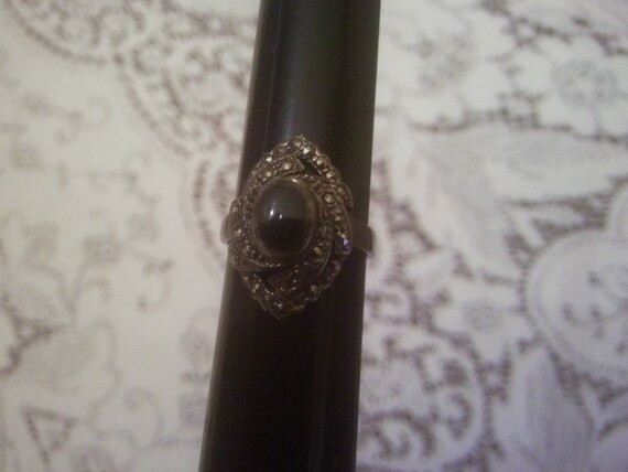 Vintage Back Onyx and Marquesite Ring - Vintage R… - image 2