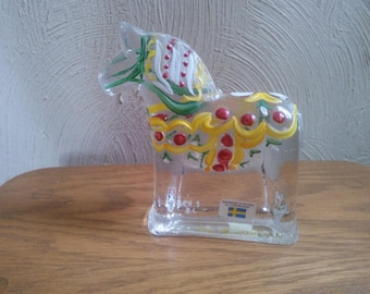 Vintage Glass Handmade Swedish Horse by Lindshammar - Swedish Horse - Equestrian Decor - Horse Decor - Horse Statue Lindshammar
