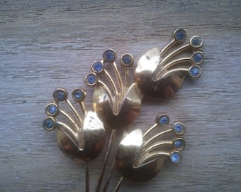 Vintage Rhinestone Pin - Vintage Pin - Vintage Lapel Pin - Pin -  Blue Rhinestone Pin - Vintage Jewelry - Sterling Pin