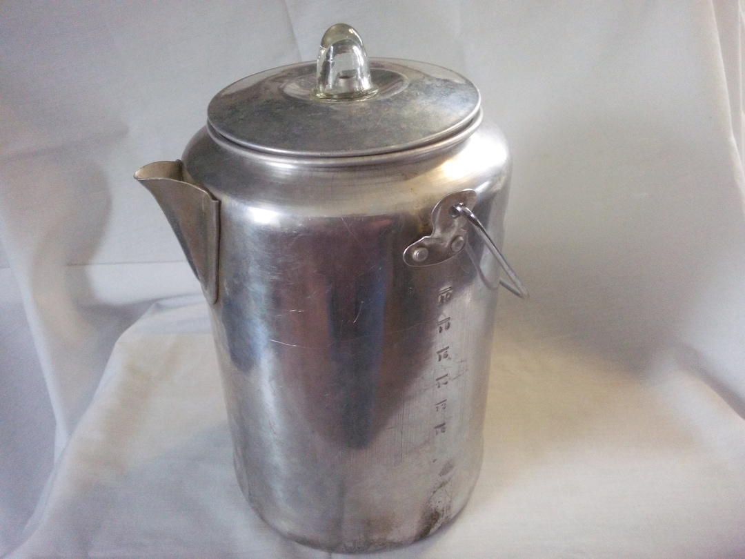 Vintage Aluminum Coffee Pot 1 Liter 1000 Ml Aluminum Camping Percolator  Coffee Maker Camping Spplies Tea Decor Farmhouse Vase Retro Country 