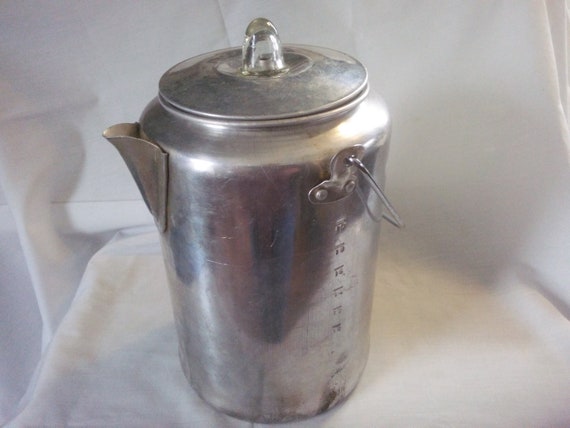 Vintage Aluminum Cowboy Coffee Pot Percolator Camping Camp Stove