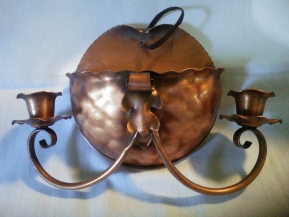 Vintage Copper Wall Scone Wall Pocket Gregorian Copper Wall Sconce