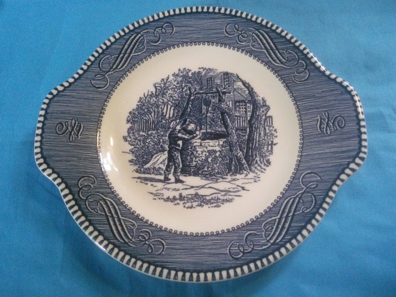 Vintage Currier Ives Handled Platter Blue and White Currier and Ives Platter Blue and White Currier and Ives small Serving Platter B53 Etsy