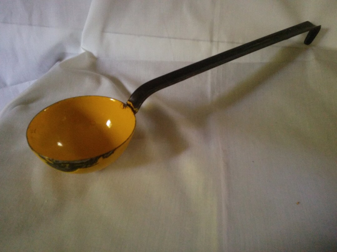 Vintage Enamelware Ladle Enamelware Ladle Dipper Enamelware Soup Ladle