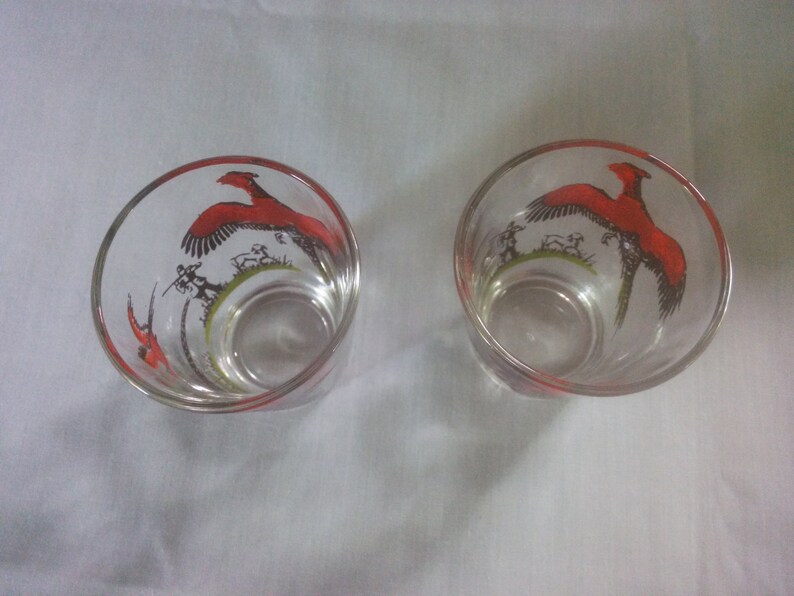 Vintage Pheasant Shot Glasses Hunting Themed Shot Glasses Etsy