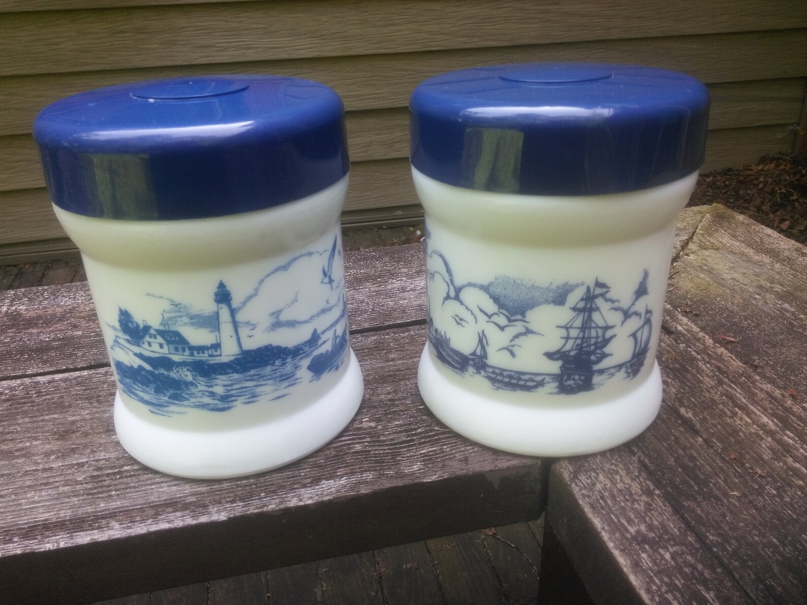 Vintage Milk Glass Canisters Tobacco Canisters Pair of Etsy