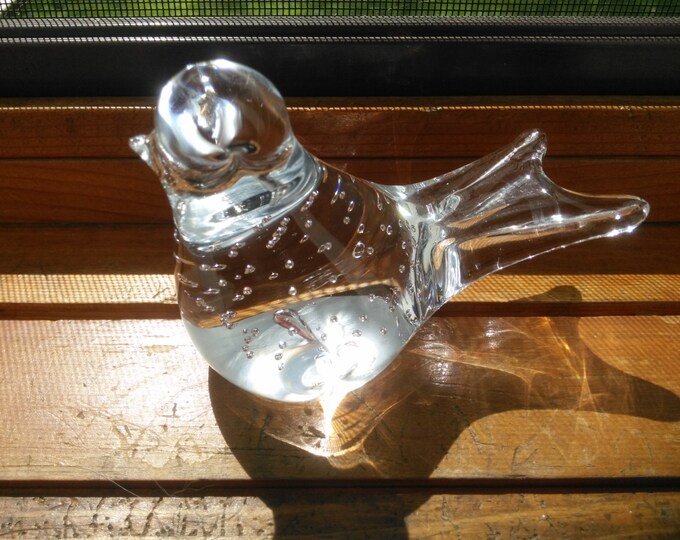 Vintage Glass Paperweight - Bird Paperweight - Bird Figurine ...