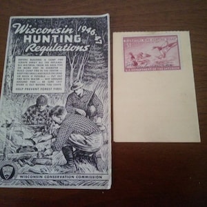 Vintage Hunting License with Duck Stamp - 1946 Hunting License - Duck Stamp - Vintage Hunting