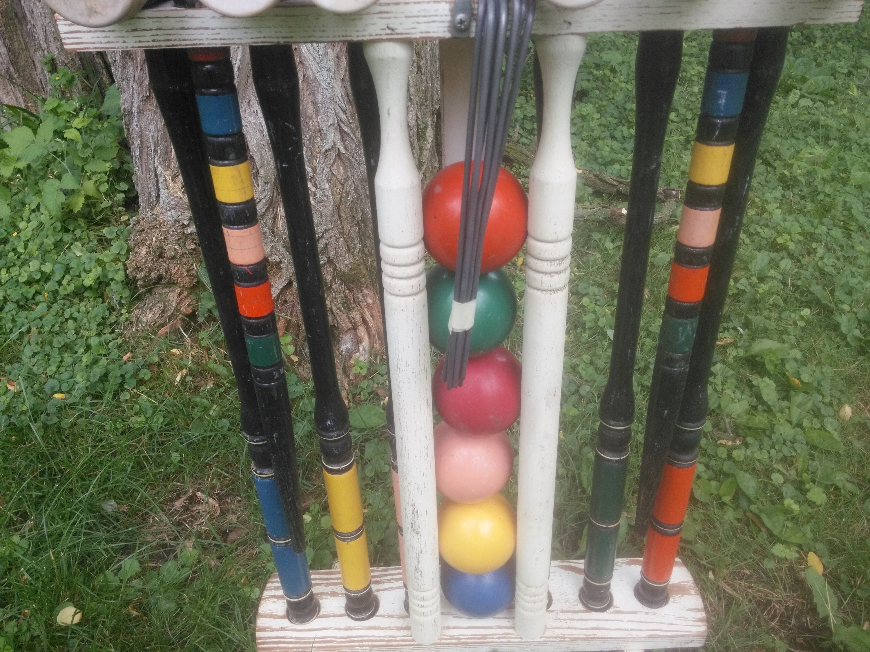 Vintage Six Player Wood Croquet Set Vintage Croquet Garden Etsy