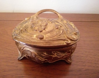 Vintage Dresser Box - Art Nouveau Dresser Box - Ornate Metal Dresser Box - Ring Box - Jewelry Box - Trinket Box - Metal Trinket Box