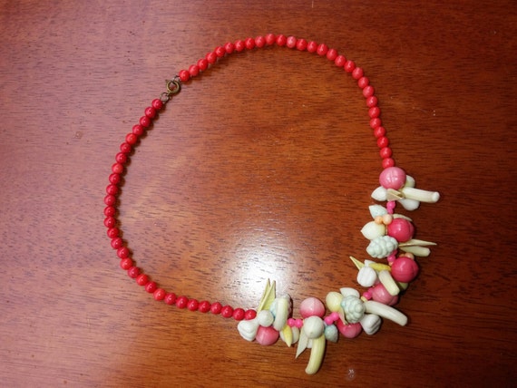 Beautiful Vintage Old Plastic Fruit Salad Necklac… - image 1