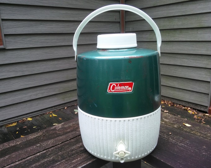 Vintage Coleman Cooler Coleman Green and White Beverage Cooler Vintage