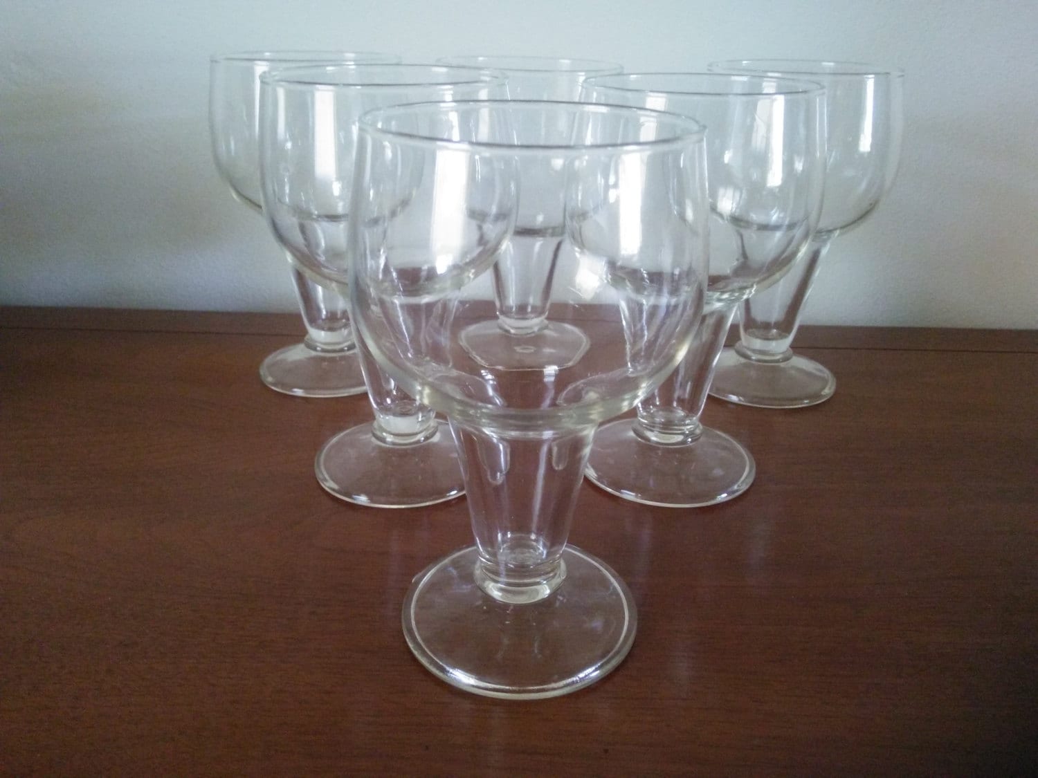 Vintage Set of Six Hollow Stem Beer Glasses - Hollow Stemmed Beer