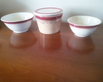 Vintage Grease Container - Grease Container and Bowl Set - Grease Canister - Nesting Bowls with Grease Container