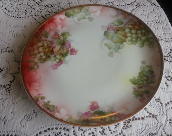 Beautiful Hand Painted Grape Plate Marked Imperial Austria - Hand Painted Plate - Large Painted Plate - Grape - Wall Decor - Wall Plate