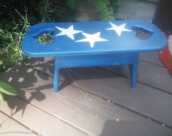 Vintage Blue Wood Stepping Stool - Step Stool - Wood Stool - Kids Stool
