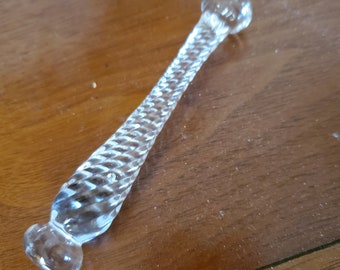 Vintage Clear Glass Drink Muddler - Muffler - Drink Mixer - Swirl Pattern - Vintage Barware - S/B53