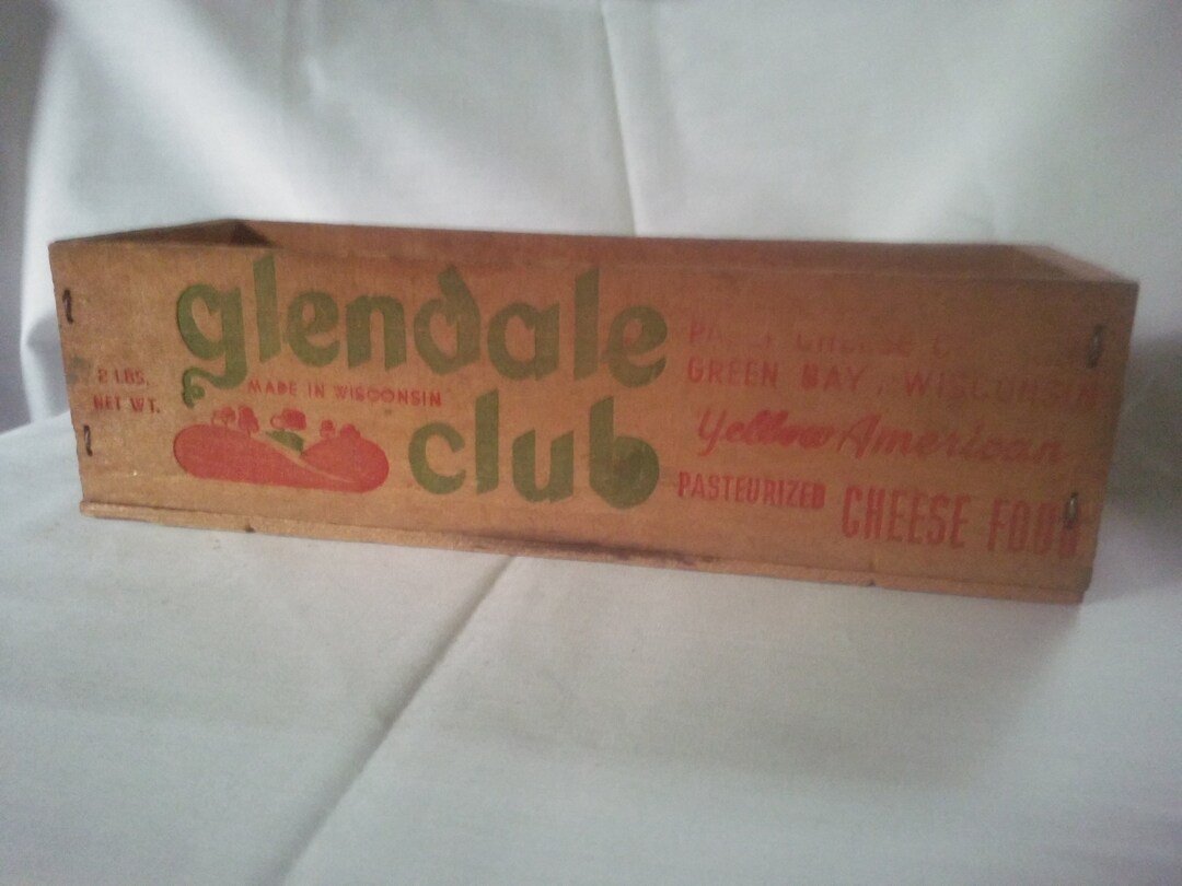 Vintage Wood Glendale Club Cheese Box Boîte à fromage Pauly Cheese