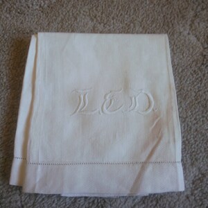 Beautiful Vintage Embroidered Linen Hand Towel With Initials LED - Hand Towel - Guest Towel - Fingertip Towel - Linen Towel