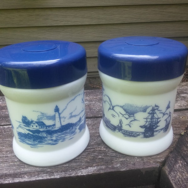 Blue and White Canisters Etsy