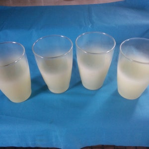 Beautiful Set of Four Blendo Glasses - Libbey Blendo Glasses - Yellow Frosted Glasses - Glasses - Tumblers - Frosted Glasses
