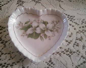 Vintage Heart Shaped Dish Made in England Royal Adderly Bone China - Royal Adderly - Trinket Dish  - Floral Heart Dish - Provincial MD50
