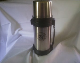 Marlboro Thermos - Metal Thermos by Thermos - Vintage Camping - Beverage Thermos - Coffee Thermos - Lunch Thermos - ATC