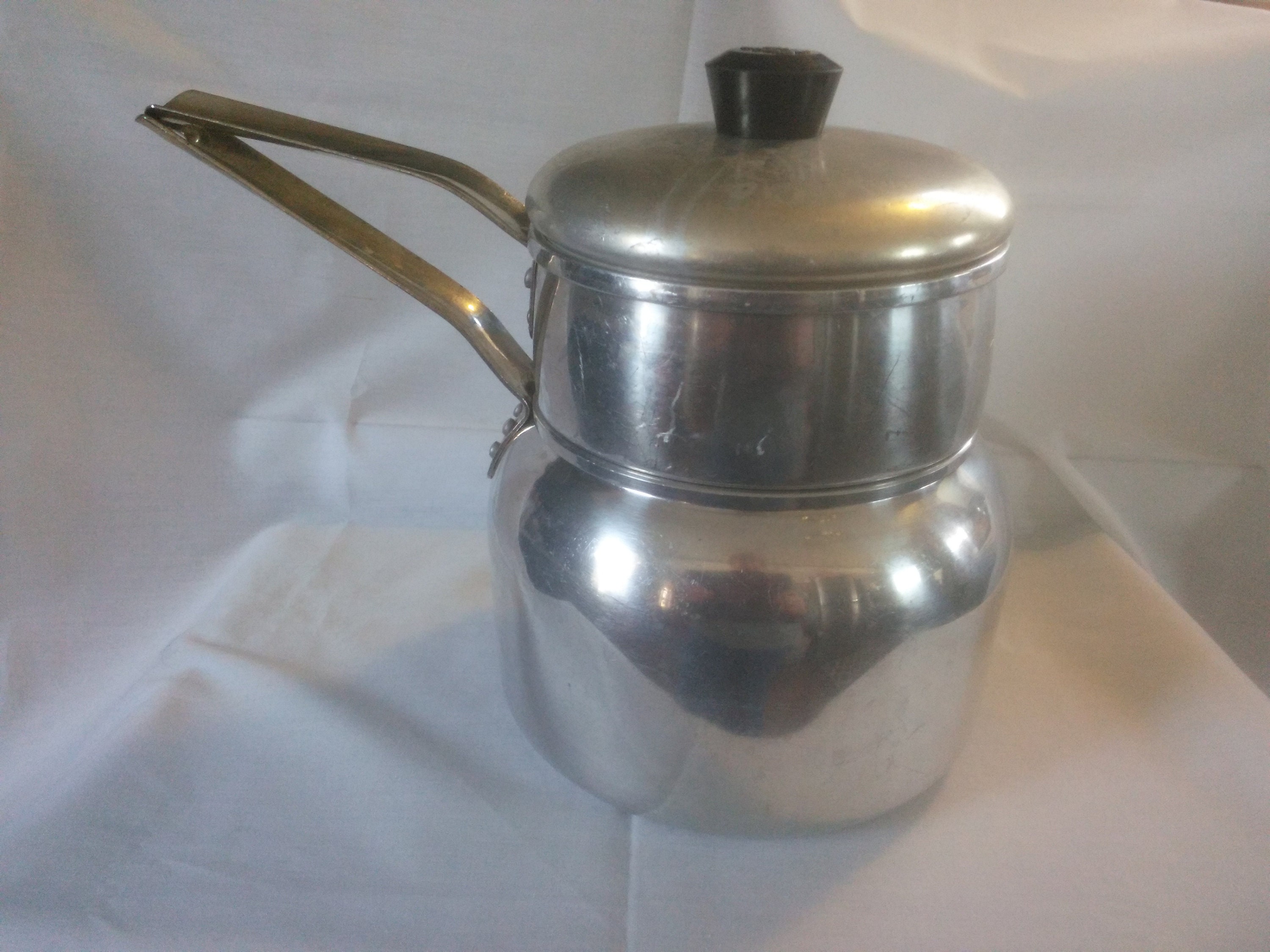 Vintage Worthmore Aluminum Double Boiler Pan Set w Lid Made in USA