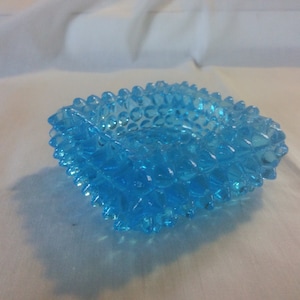 Vintage Master Salt Cellar - Blue Hobnail Master Salt Cellar - Salt Cellar - Hobnail Salt Cellar - Square Salt Cellar - Salt Dip - Open Salt