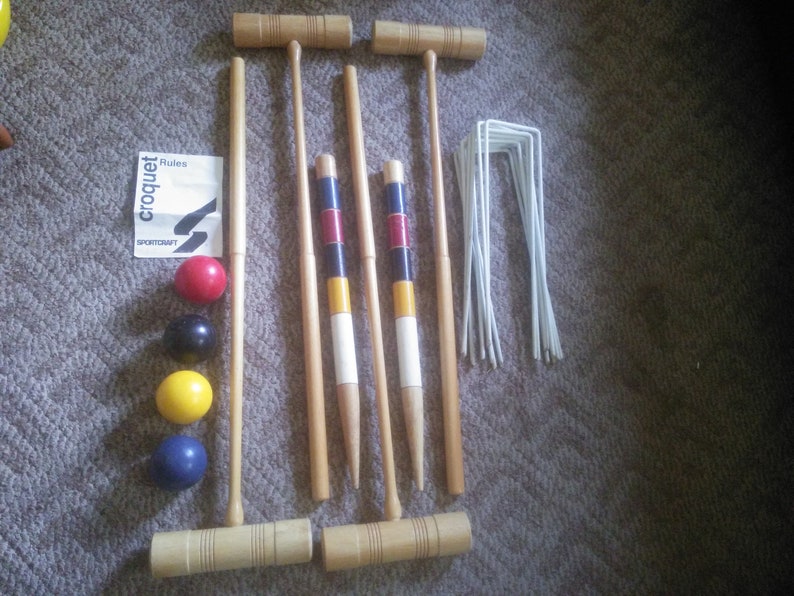 Vintage Sportcraft Four Player Croquet Set With Carry Case Etsy