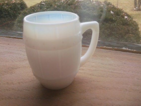 Vintage Milk Glass Miniature Barrel Mug Milk Glass Mug Shot Glass