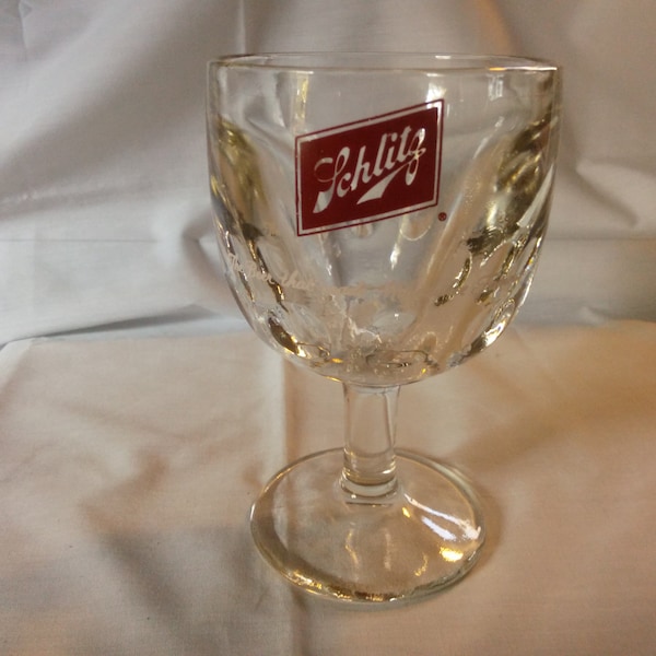Schlitz Schooner - Schlitz Beer Glass - Schlitz Beer Schoop - Thumb Print - Vintage Schlitz Beer Glass - Mid Century Barware