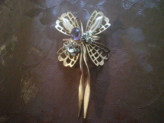 Vintage Rhinestone Pin - Vintage Pin - Vintage La… - image 1