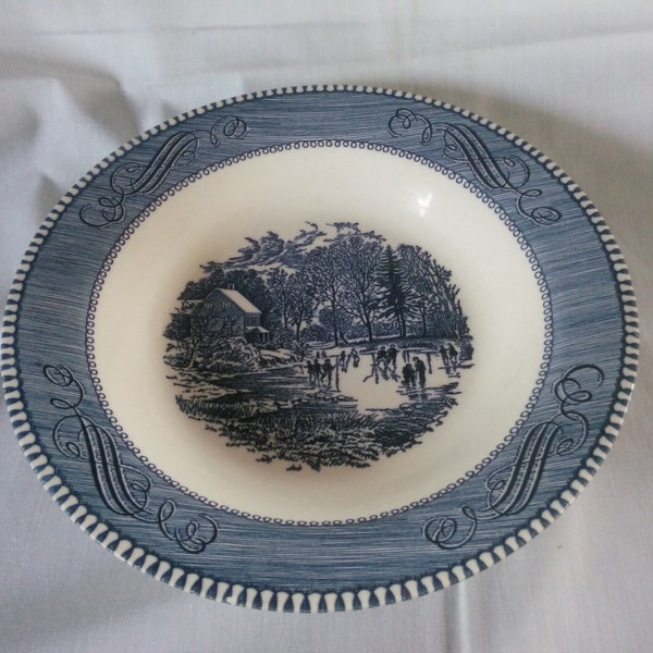 Currier & Ives Vegetable Bowl - Blue And White Currier and Ives Vegetable Bowl - Blue and White Currier and Ives- Serving Bowl - B9