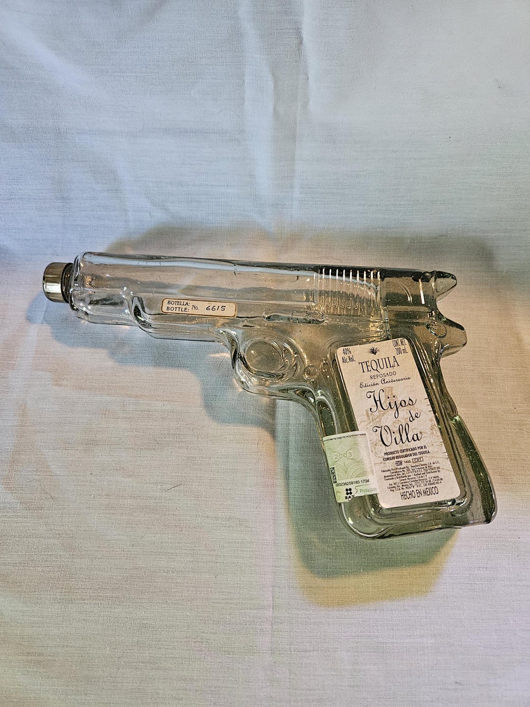 Vintage Pistol Decanter - Hijos De Villa Tequila Bottle - Tequila